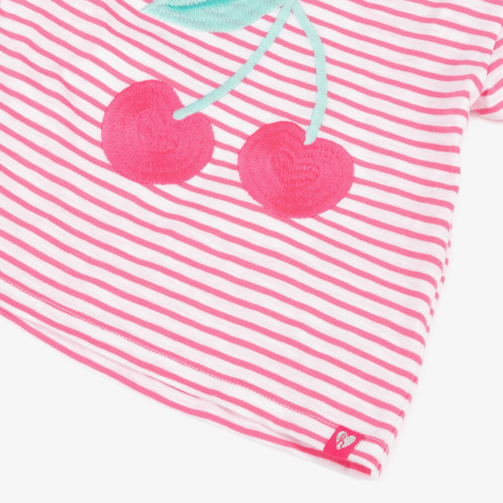 Hatley-Girls Cherry Pink Stripe Tee | Childrensalon Outlet