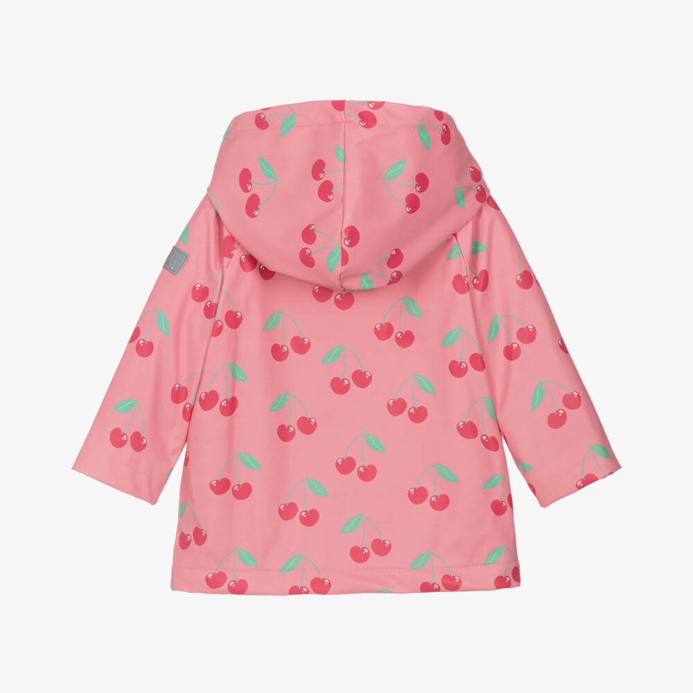 Hatley-Girls Cherry-Printed Pink Raincoat | Childrensalon Outlet