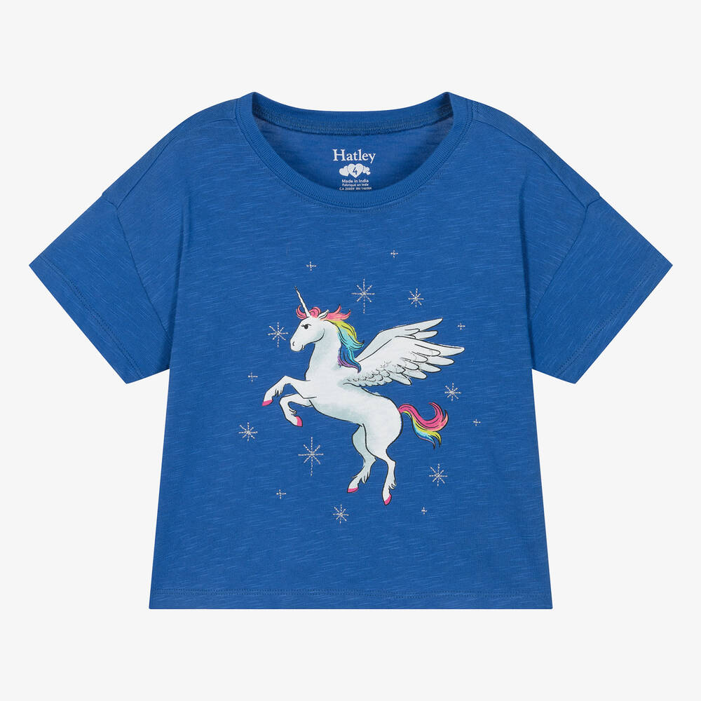 Hatley-Girls Cobalt Blue Cotton T-Shirt | Childrensalon Outlet