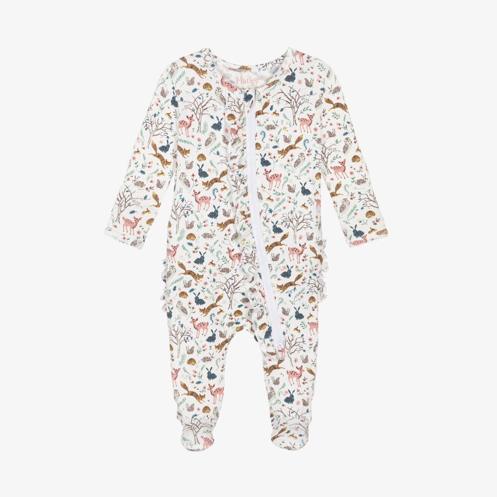 Hatley-Girls Cream Animal Print Babygrow | Childrensalon Outlet