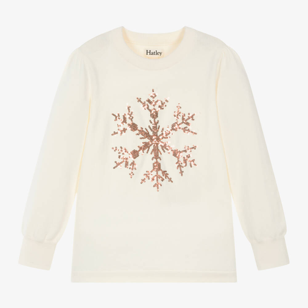 Hatley-Girls Cream Festive Knit Jumper | Childrensalon Outlet