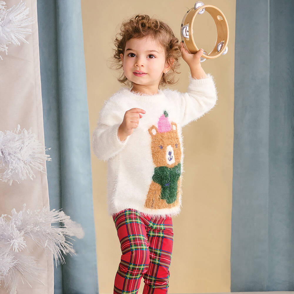 Hatley-بلوفر محبوك فلافي لون عاجي للبنات | Childrensalon Outlet