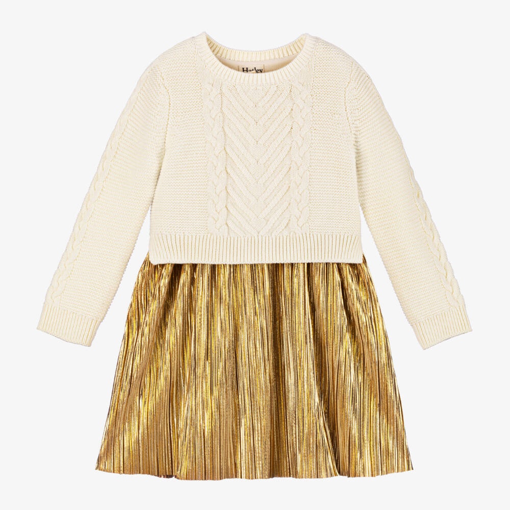 Hatley-Girls Cream Knit & Gold Dress | Childrensalon Outlet