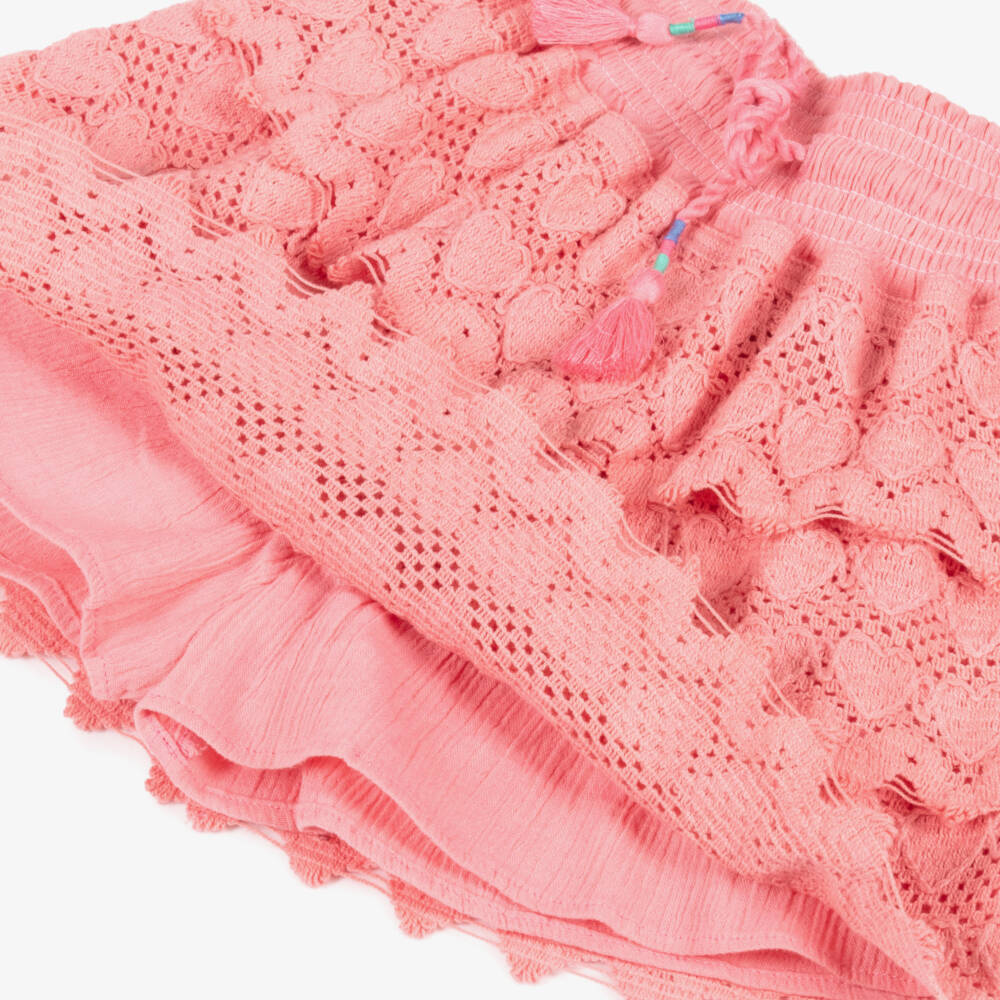 Hatley-تنورة شورت وردية بنقشة قلوب كروشيه للبنات | Childrensalon Outlet