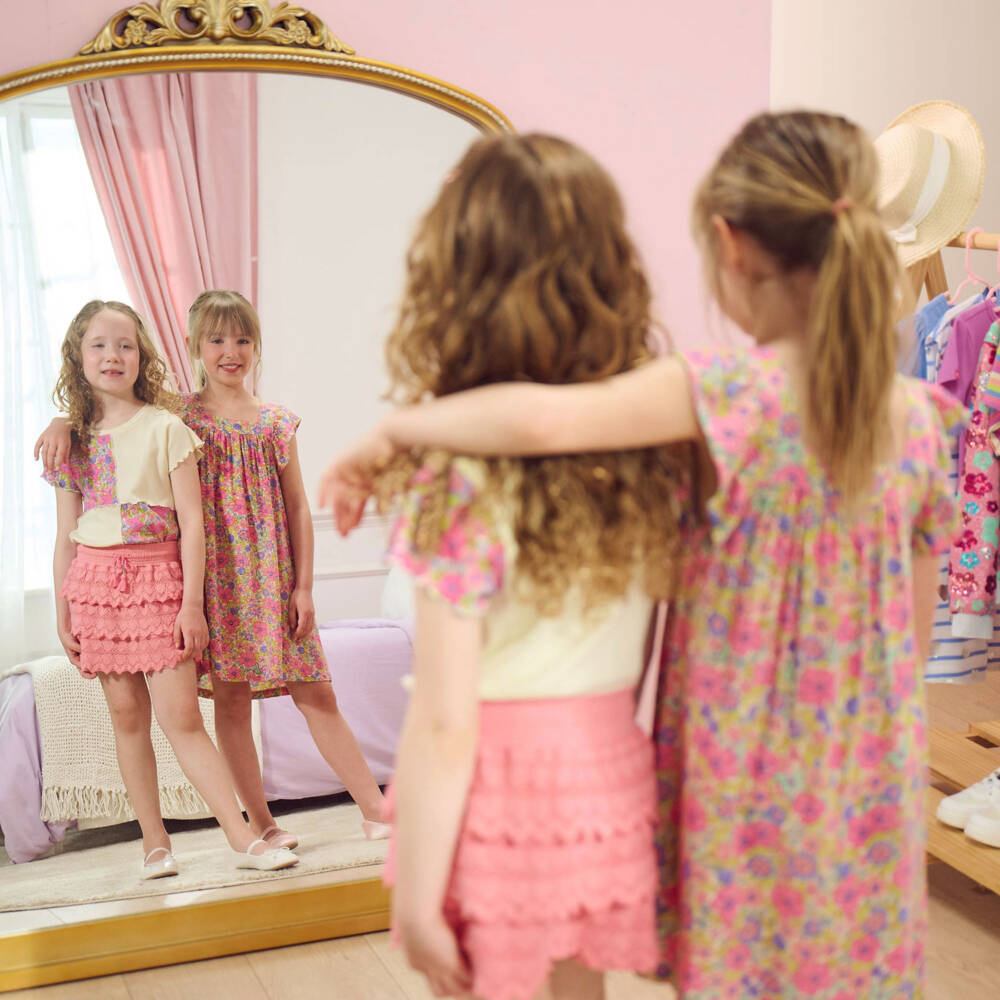 Hatley-تنورة شورت وردية بنقشة قلوب كروشيه للبنات | Childrensalon Outlet