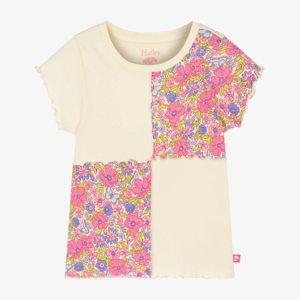 Hatley-تيشيرت أصفر بناتي بتصميم رقع زهرية | Childrensalon Outlet