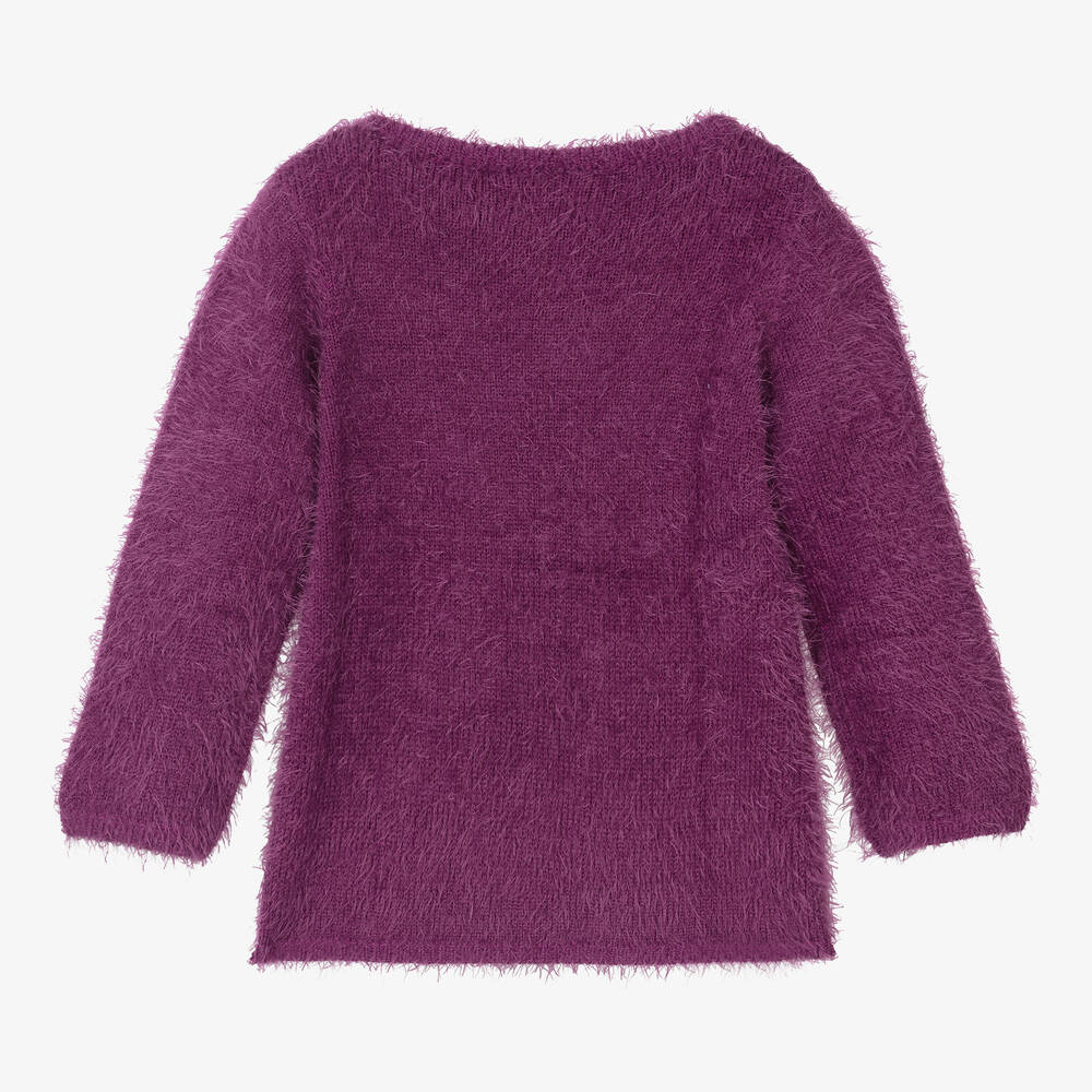Hatley Girls Fluffy Purple Rainbow Jumper Childrensalon Outlet