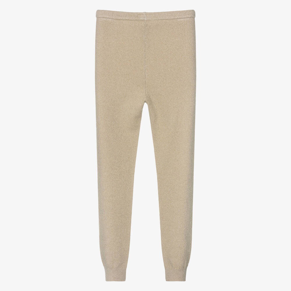 Hatley-Girls Gold Glitter Jersey Knit Leggings | Childrensalon Outlet