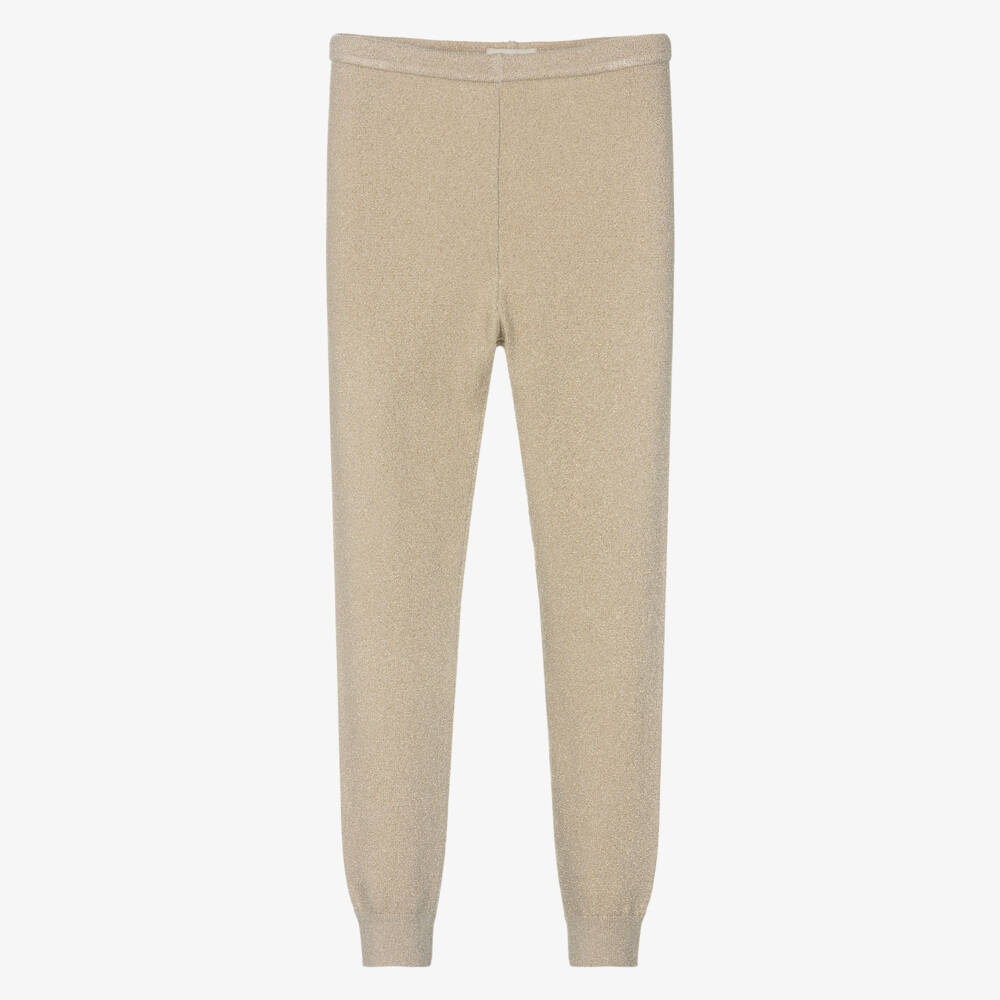 Hatley-Girls Gold Glitter Jersey Knit Leggings | Childrensalon Outlet