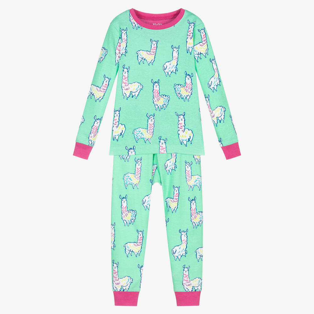 Hatley - Girls Green Alpaca Pyjamas | Childrensalon