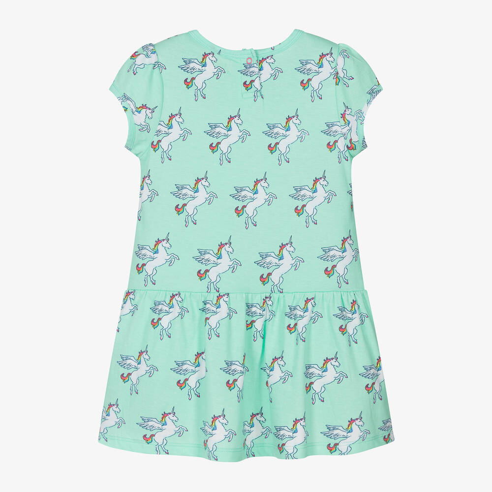 Hatley-فستان بطبعة يونيكورن قطن لون أخضر | Childrensalon Outlet