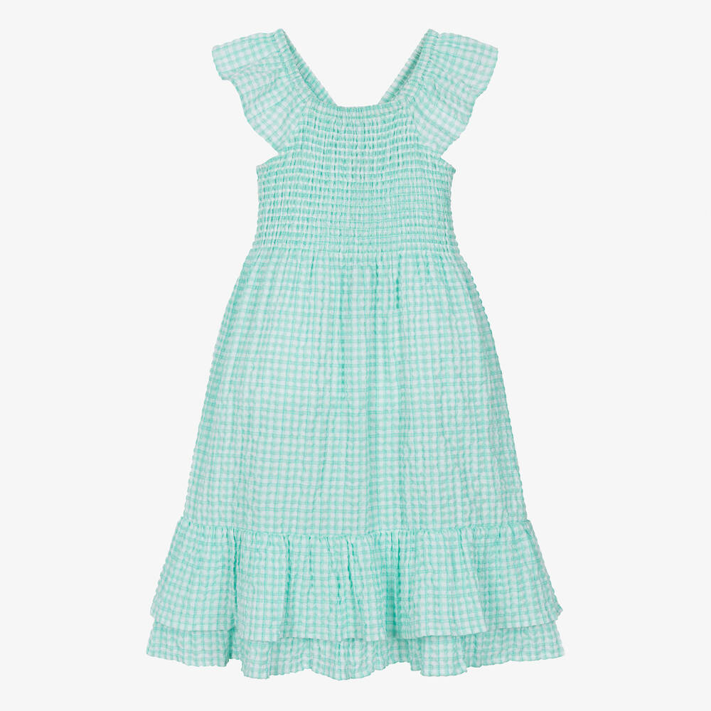 Hatley-Girls Green Gingham Seersucker Dress | Childrensalon Outlet