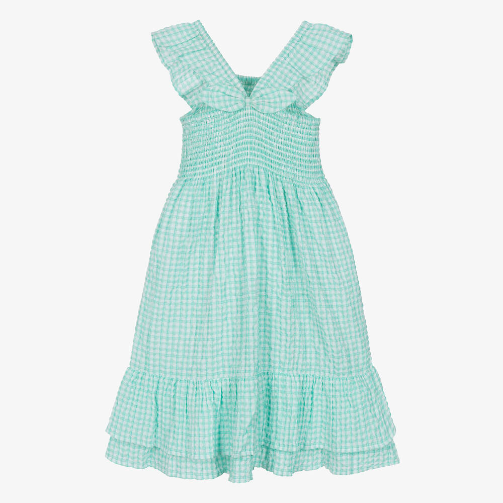 Hatley-Girls Green Gingham Seersucker Dress | Childrensalon Outlet