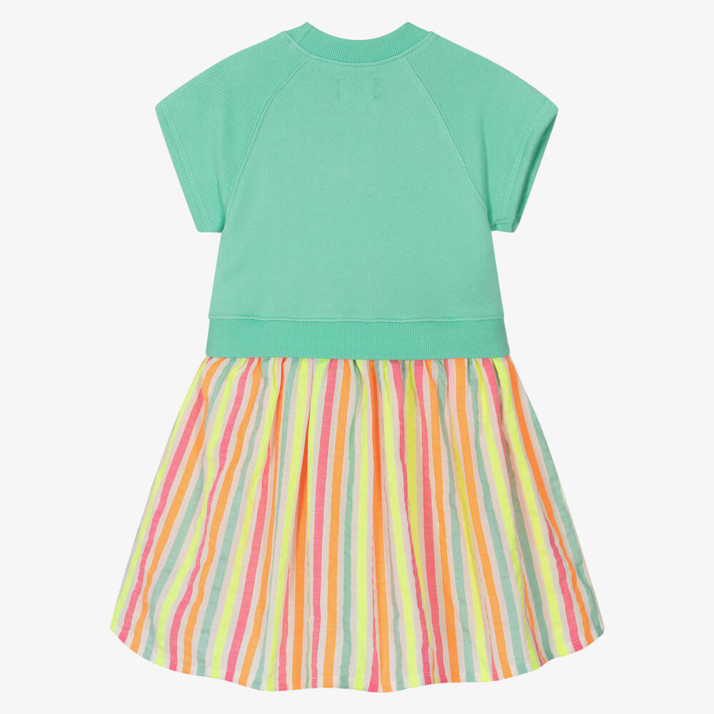 Hatley-Girls Green & Multicoloured Stripe Cotton Dress | Childrensalon Outlet