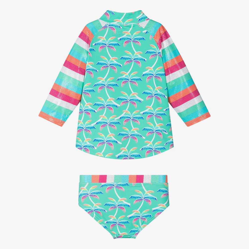 Hatley-Girls Green Rainbow Palm Tankini (UPF50+) | Childrensalon Outlet