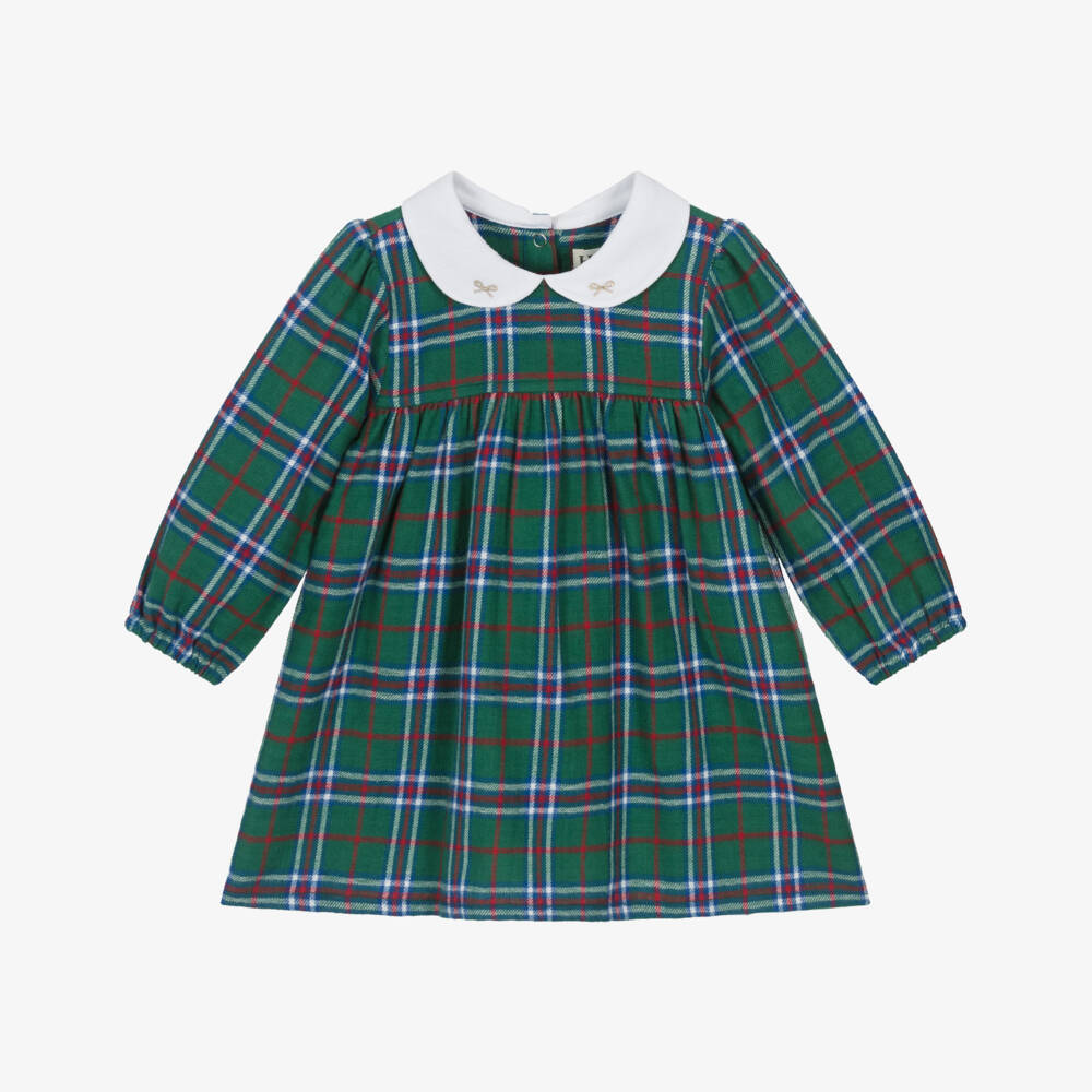 Hatley-Girls Green Tartan Check Brushed Cotton Dress | Childrensalon Outlet