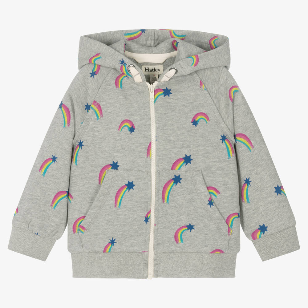 Hatley - Sweat à capuche gris zippé en coton | Childrensalon