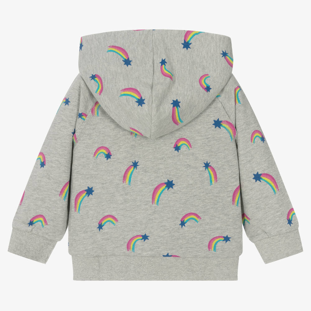 Hatley-Girls Grey Cotton Rainbow Zip-Up Hoodie | Childrensalon Outlet