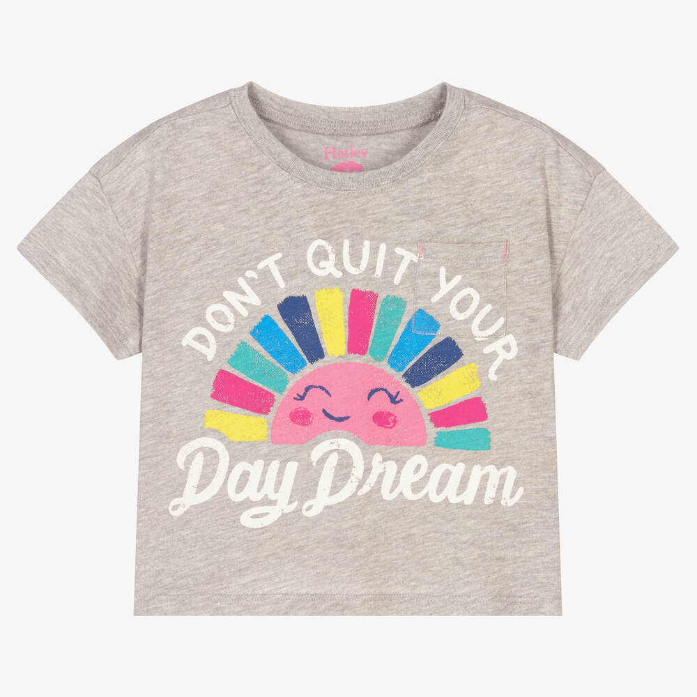 Hatley - Серая хлопковая футболка для девочек | Childrensalon
