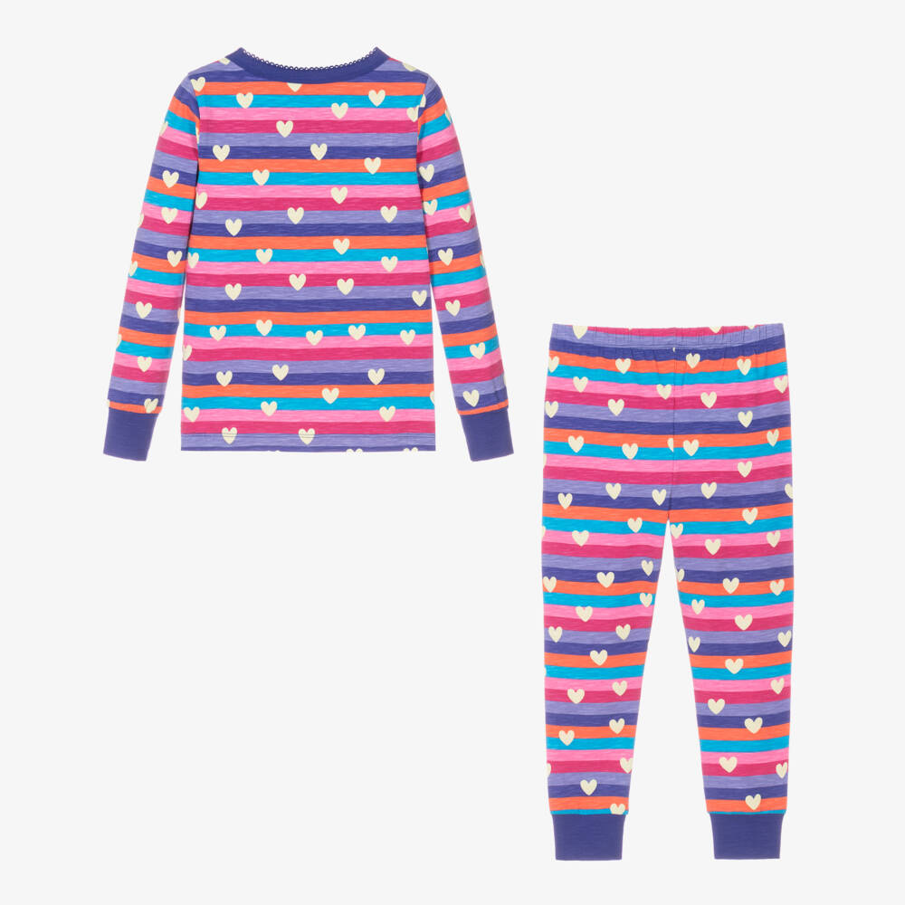 Hatley-بيجاما قطن مقلم لون بنفسجي للبنات | Childrensalon Outlet