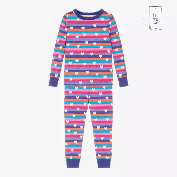 Hatley-بيجاما قطن مقلم لون بنفسجي للبنات | Childrensalon Outlet