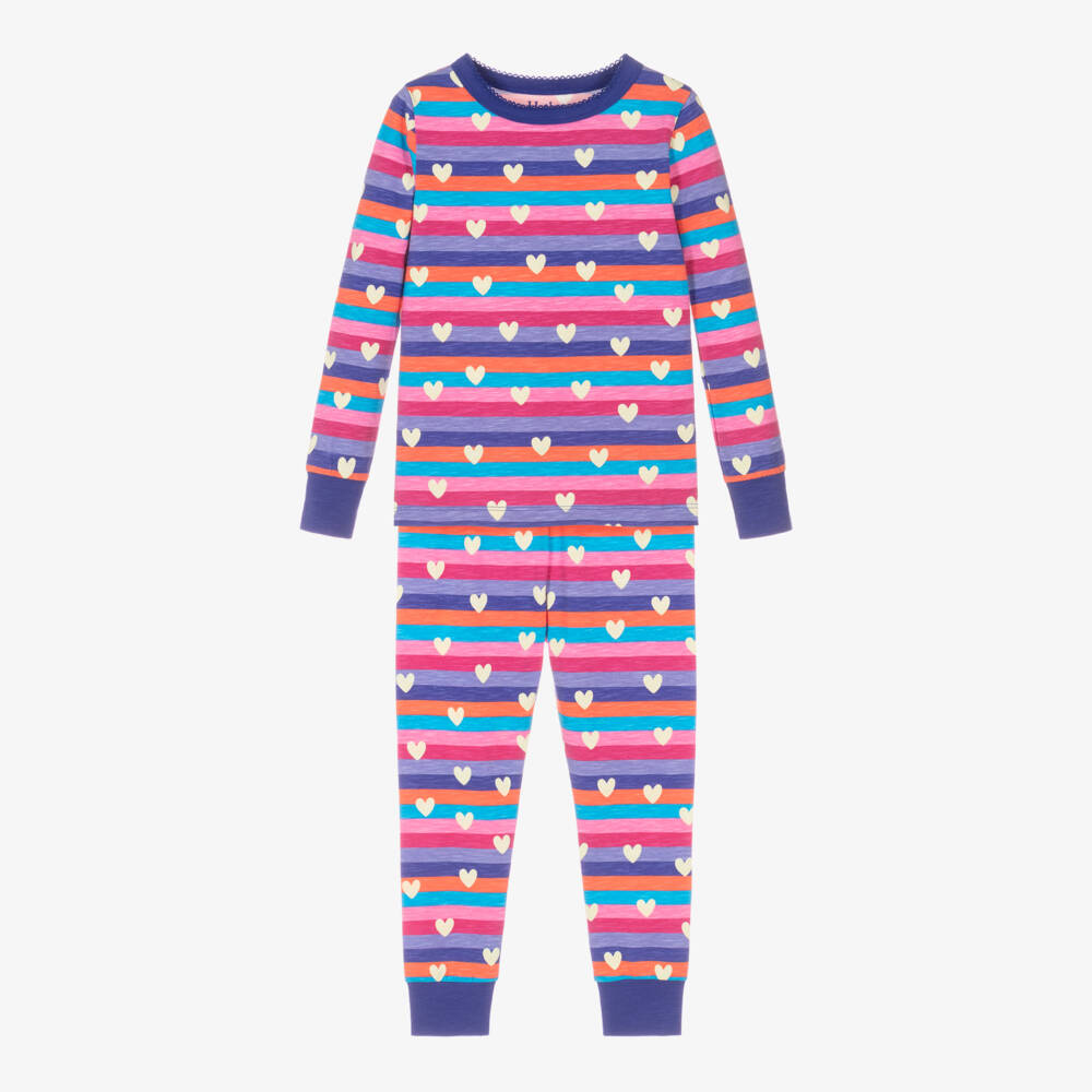 Hatley-بيجاما قطن مقلم لون بنفسجي للبنات | Childrensalon Outlet