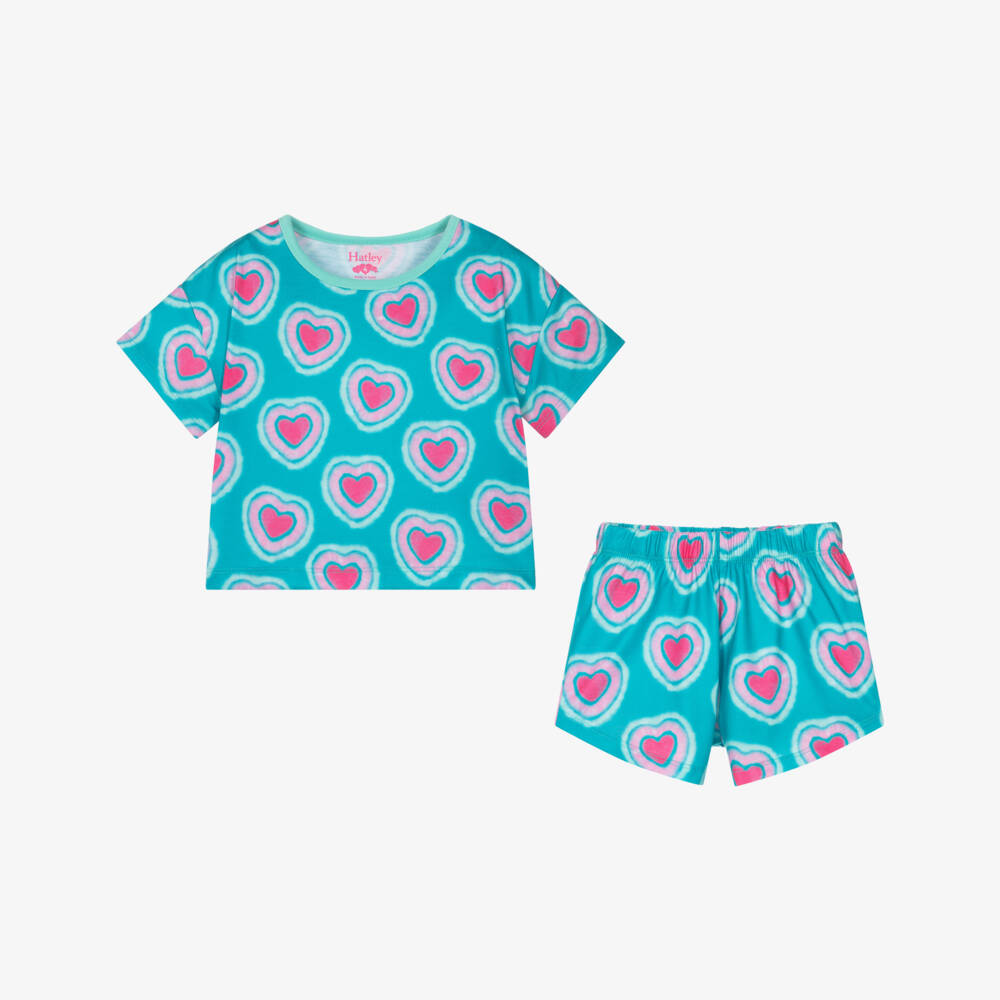 Hatley-ملابس نوم خضراء بنقشة قلوب للبنات | Childrensalon Outlet
