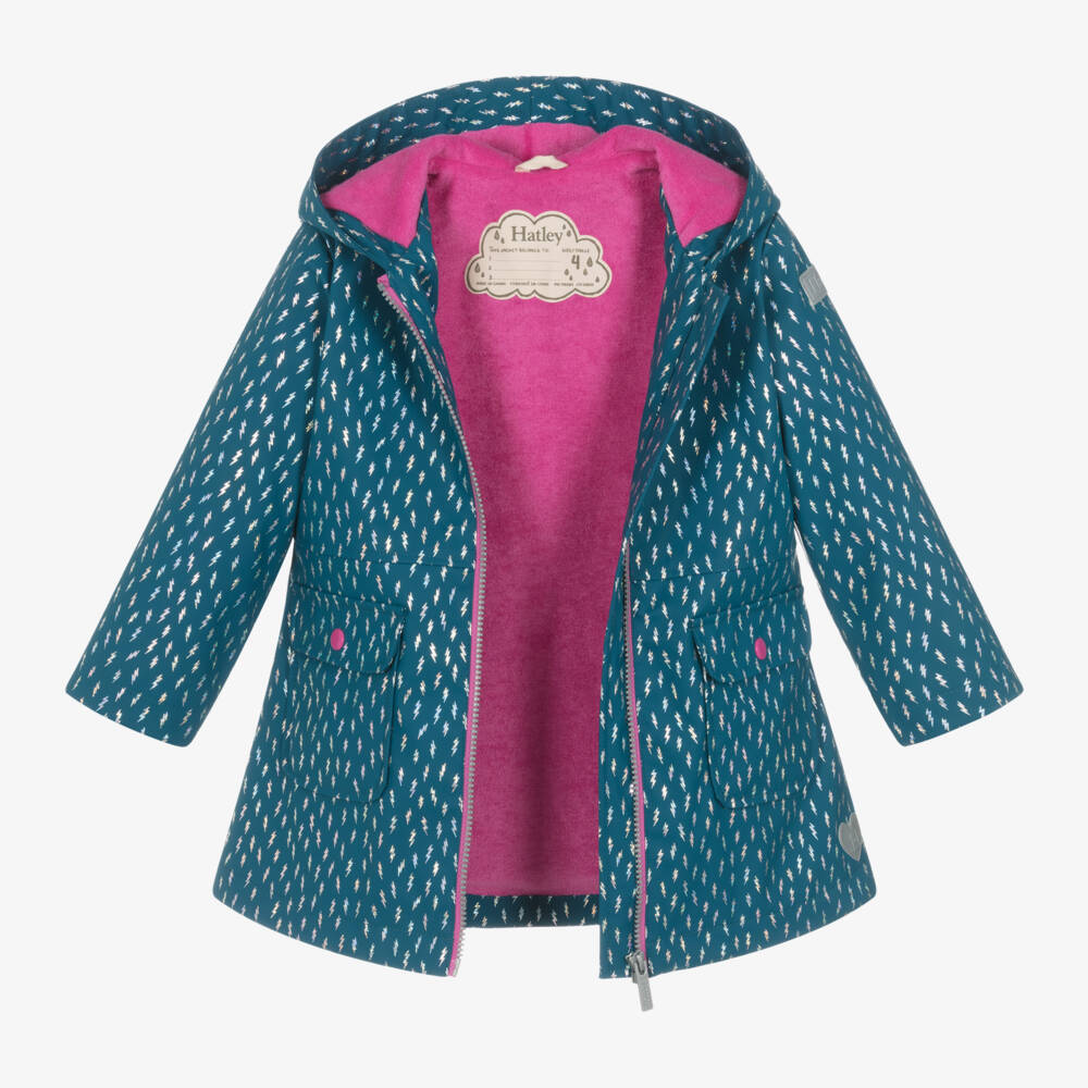 Hatley-Girls Iridescent Bolt Waterproof Jacket | Childrensalon Outlet