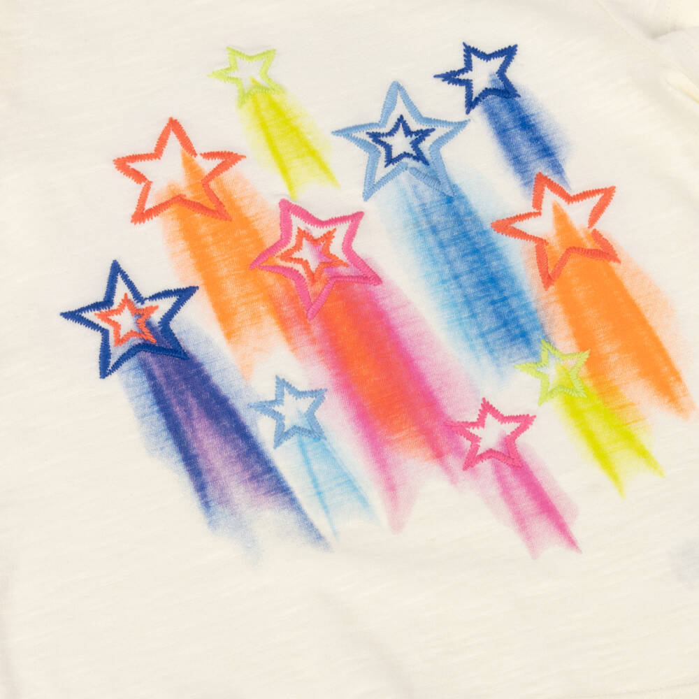 Hatley-Girls Ivory Cotton Shooting Stars T-Shirt | Childrensalon Outlet