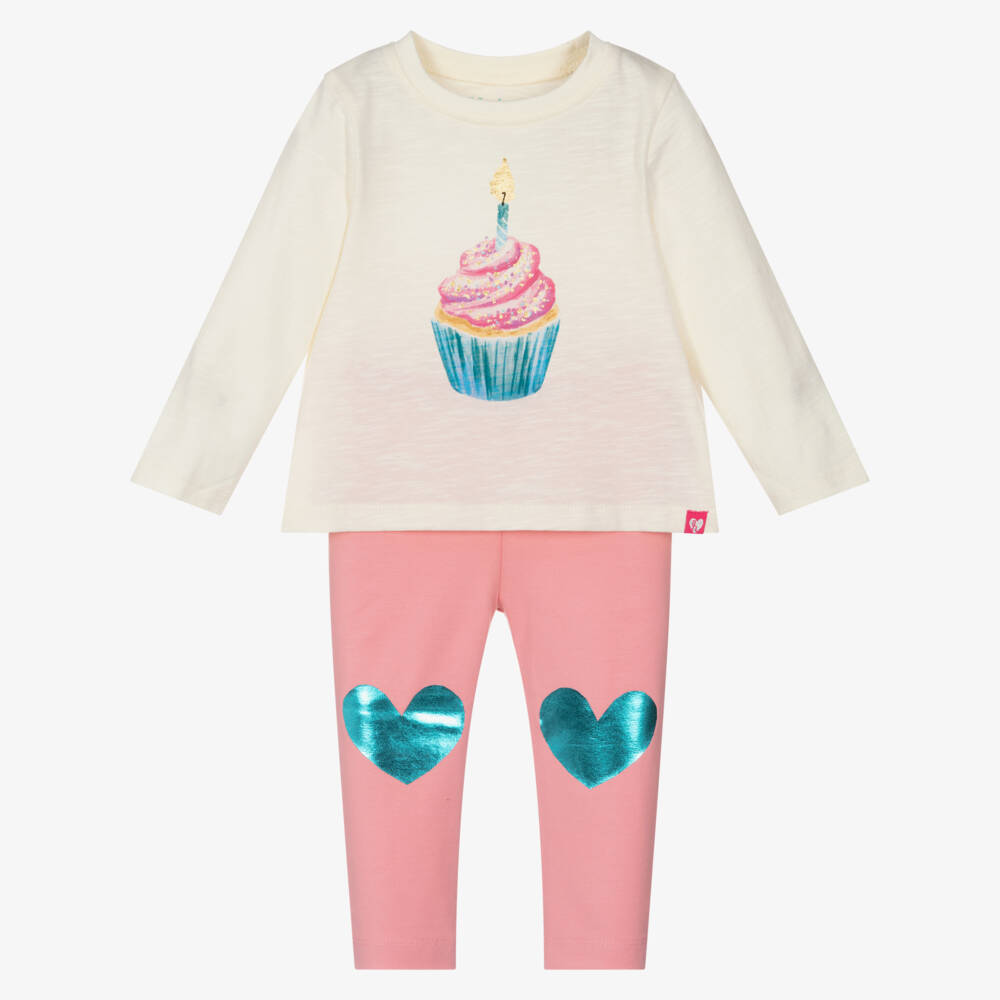 Hatley-Кремовый топ с кексом и розовые леггинсы для девочек | Childrensalon Outlet