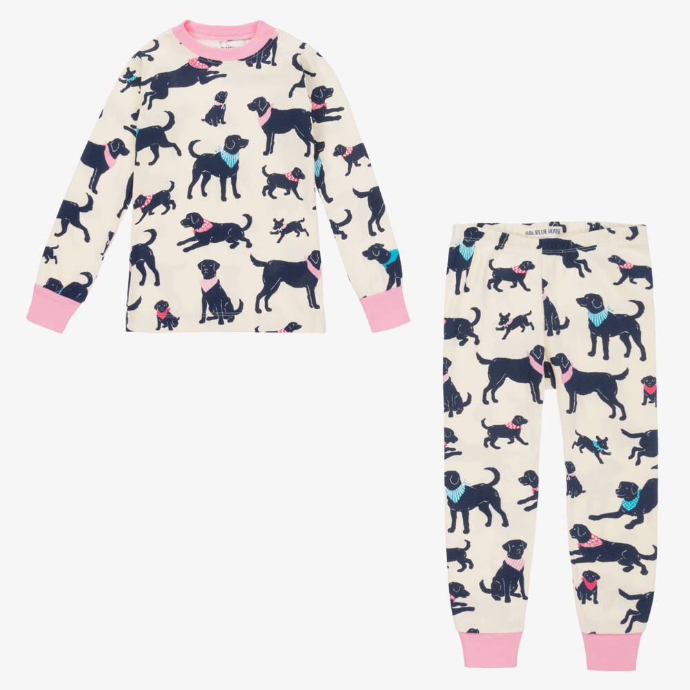 Little Blue House by Hatley-Girls Ivory Dog Print Pyjamas | Childrensalon Outlet