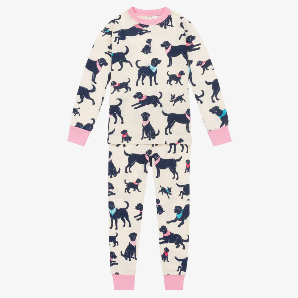 Little Blue House by Hatley-Girls Ivory Dog Print Pyjamas | Childrensalon Outlet