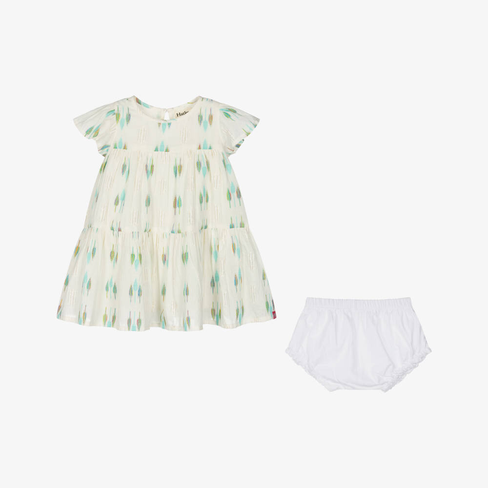 Hatley-Girls Ivory Feather Embroidered Dress | Childrensalon Outlet