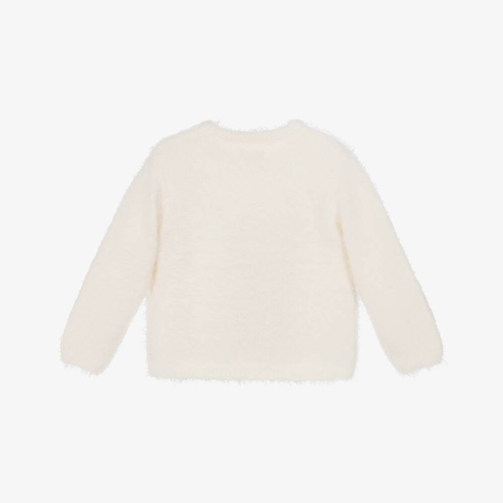 Hatley-Girls Ivory Fluffy Reindeer Sweater | Childrensalon Outlet