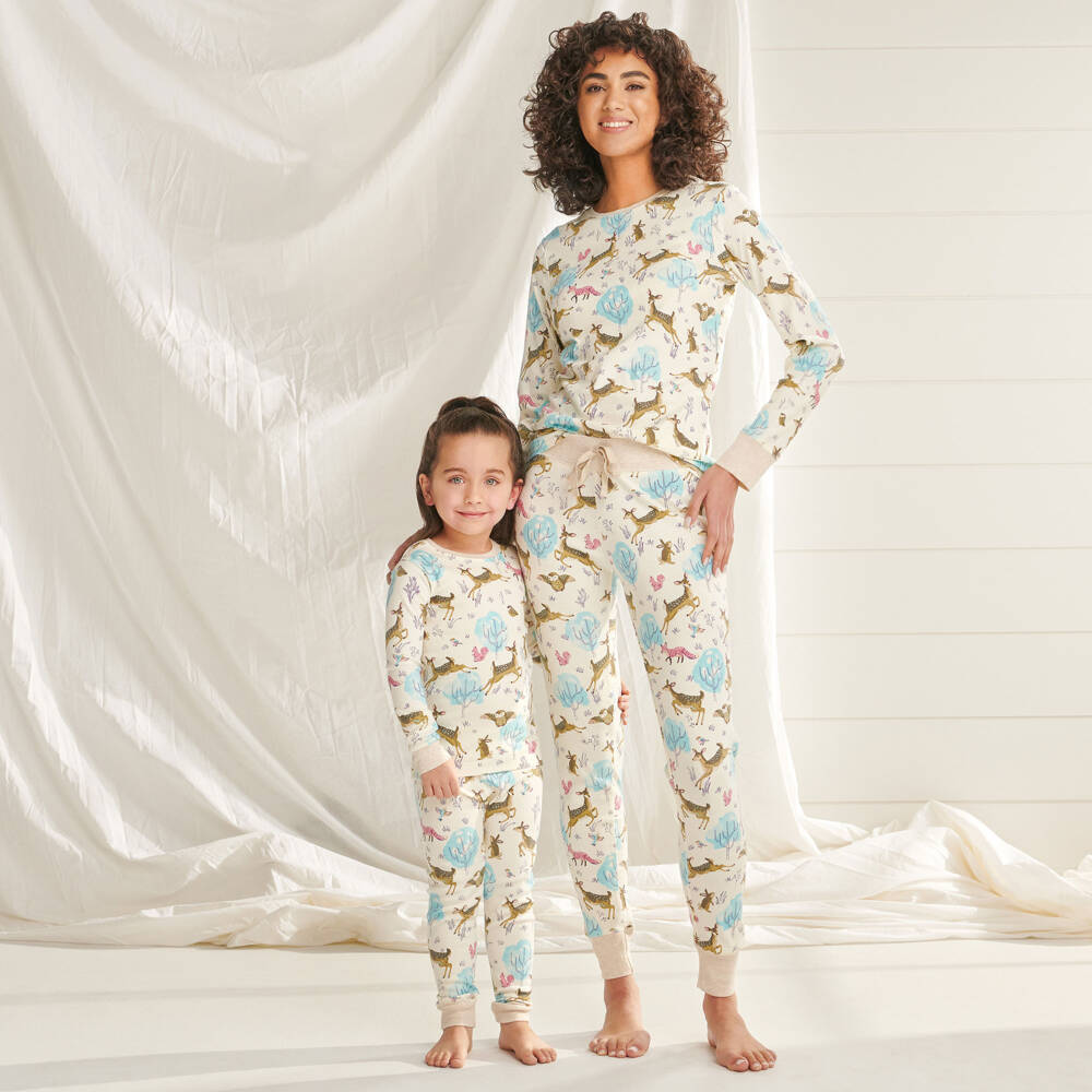 Hatley-Girls Ivory Forest Cotton Pyjamas | Childrensalon Outlet