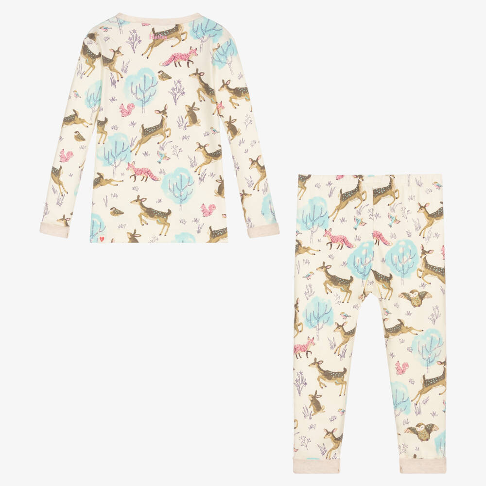 Hatley-Girls Ivory Forest Cotton Pyjamas | Childrensalon Outlet