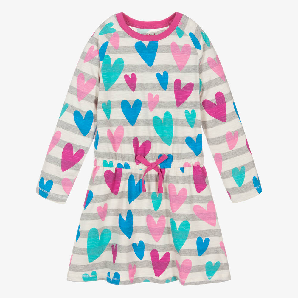 Hatley - Elfenbeinfarbenes Kleid mit Herzmuster (M) | Childrensalon