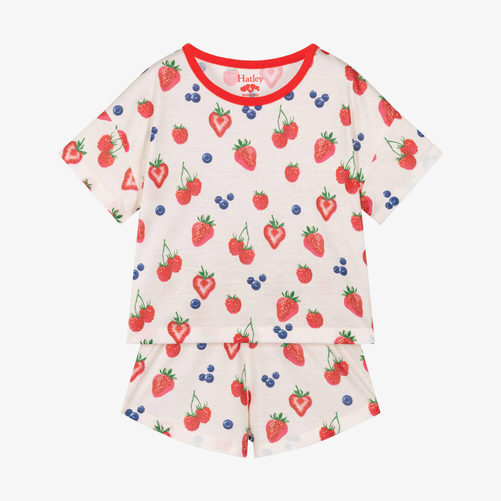 Hatley-Girls Ivory Jersey Summer Berries Pyjamas | Childrensalon Outlet