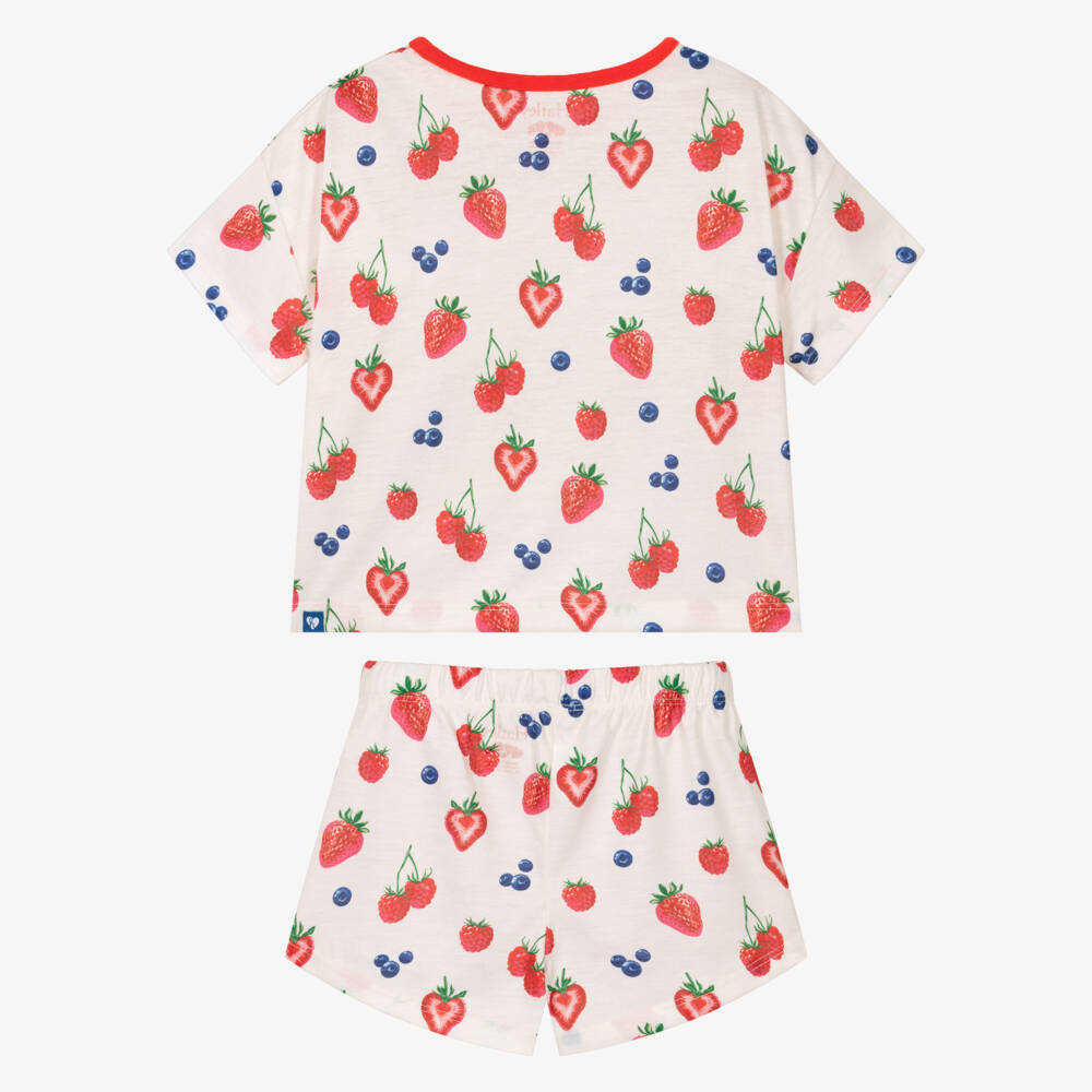 Hatley-Girls Ivory Jersey Summer Berries Pyjamas | Childrensalon Outlet