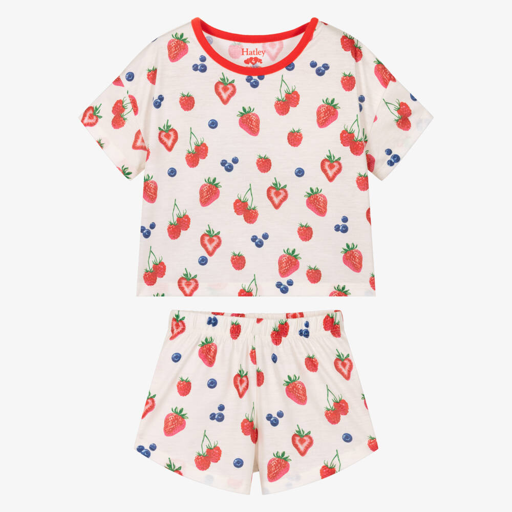 Hatley-Girls Ivory Jersey Summer Berries Pyjamas | Childrensalon Outlet