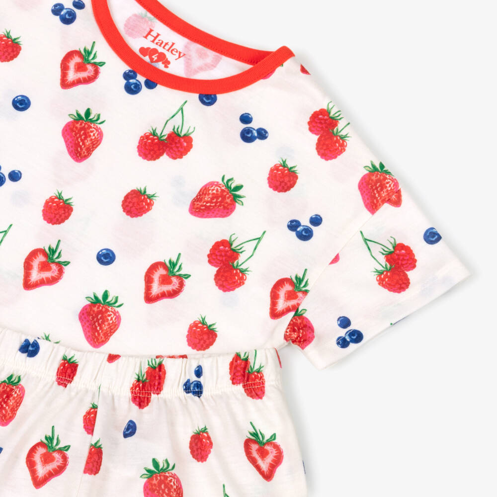 Hatley-Girls Ivory Jersey Summer Berries Pyjamas | Childrensalon Outlet