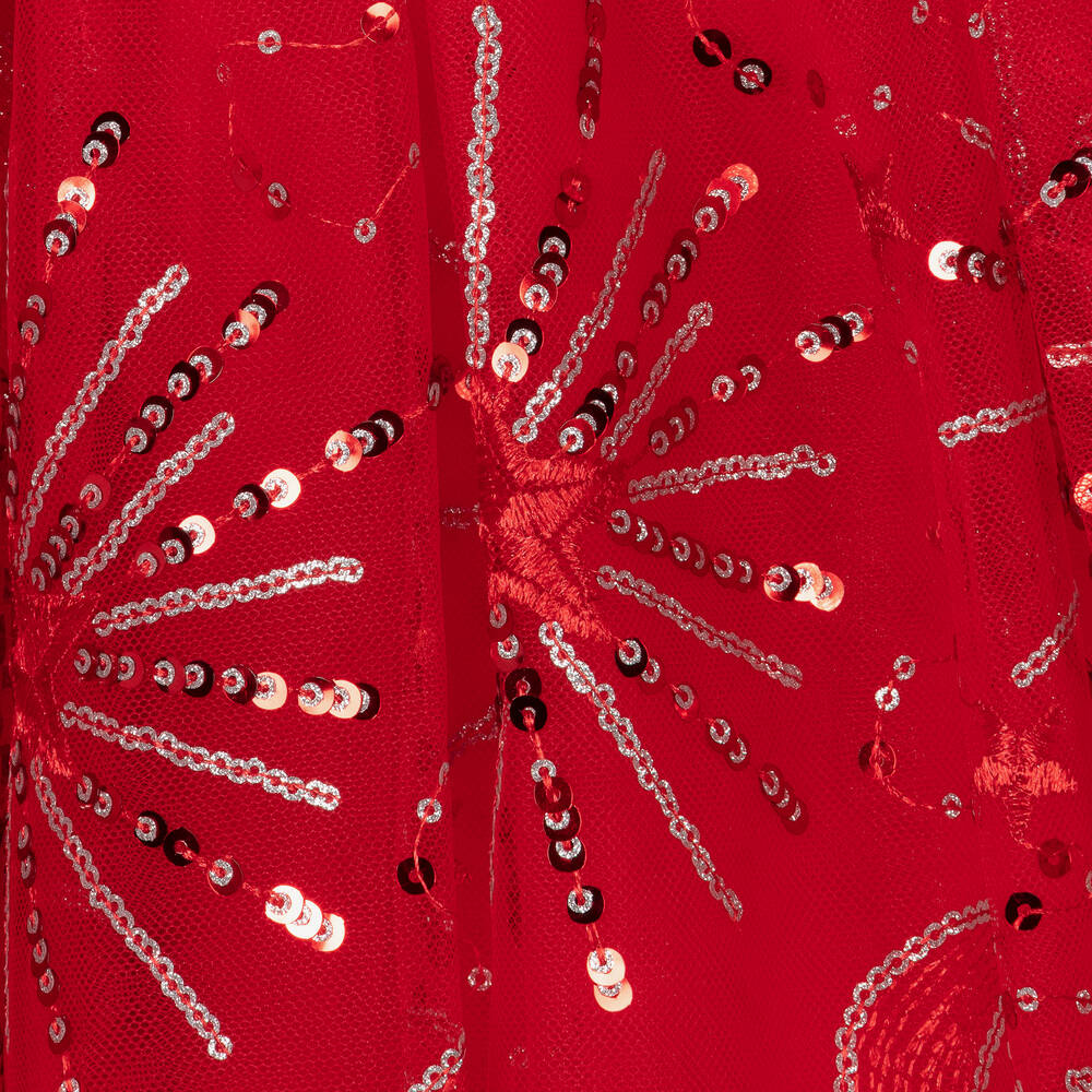 Hatley-فستان تول ومزيج قطن محبوك لون عاجي وأحمر | Childrensalon Outlet