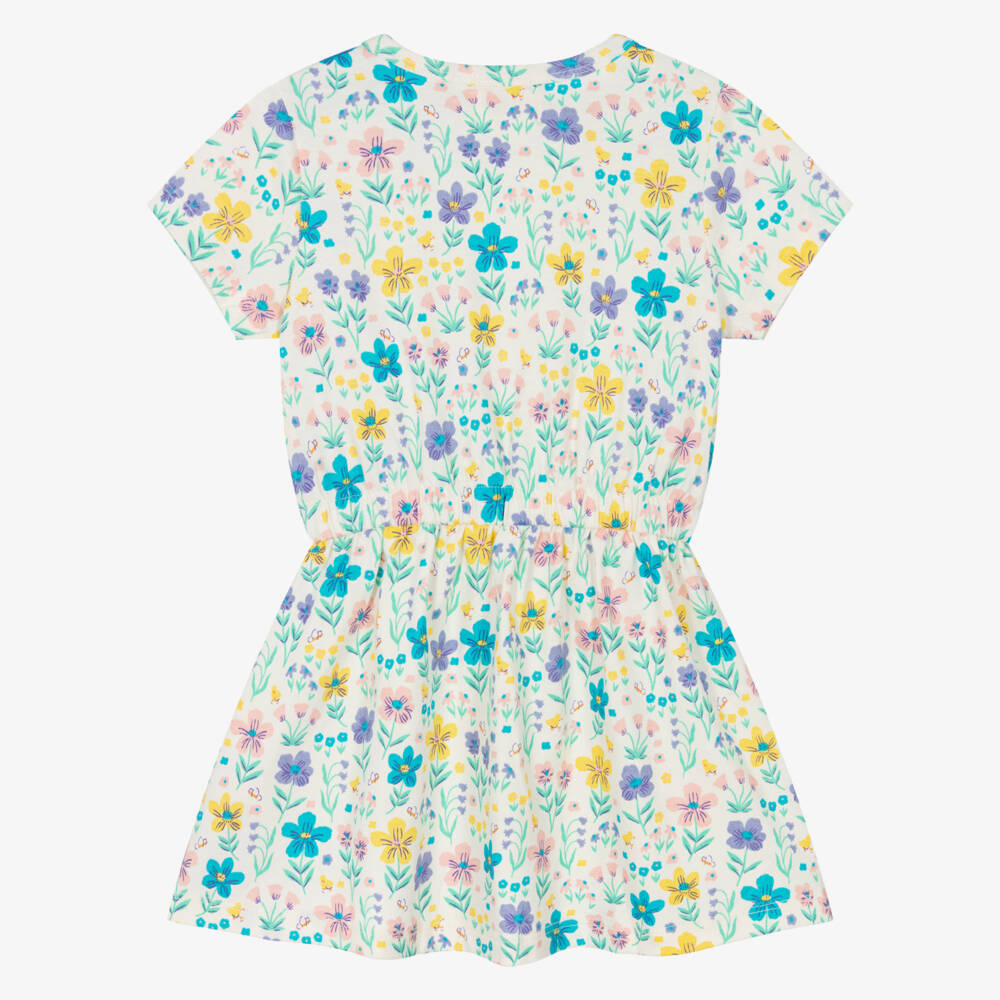 Hatley-Girls Ivory Pink & Purple Floral Cotton Dress | Childrensalon Outlet