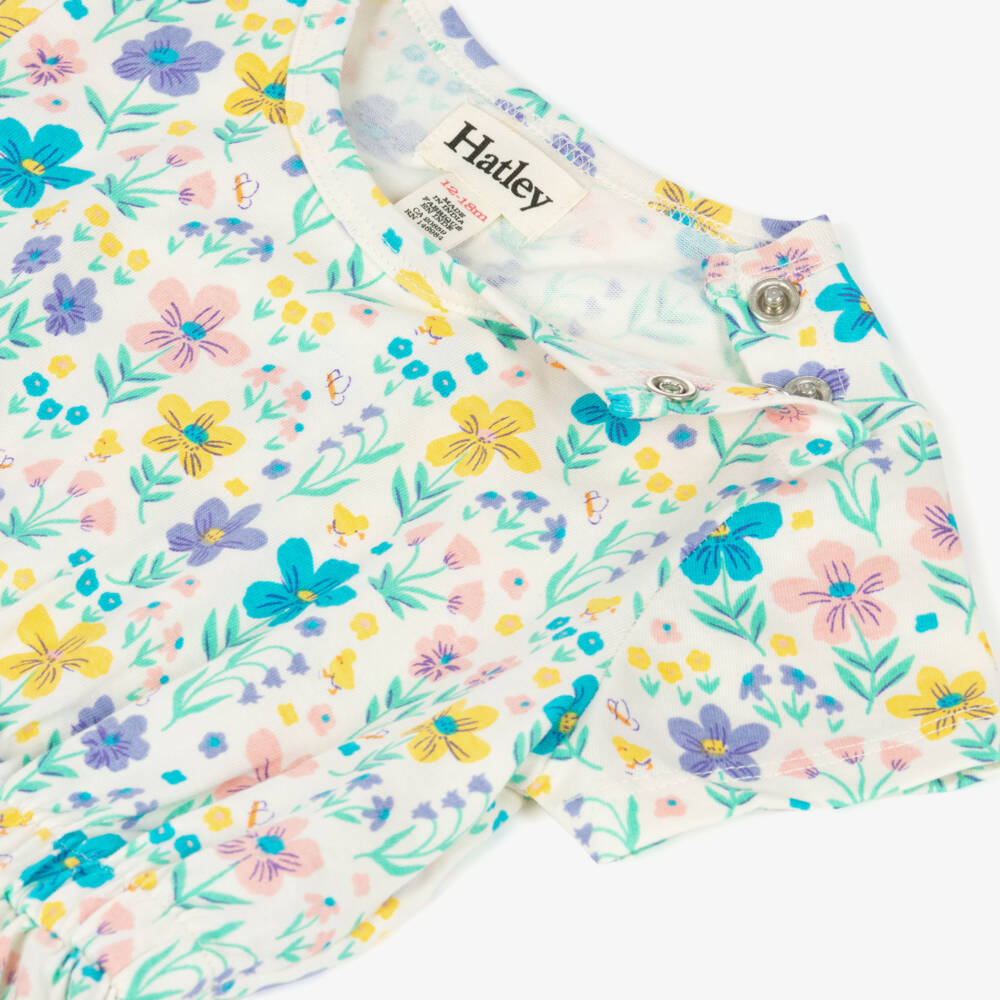 Hatley-Girls Ivory Pink & Purple Floral Cotton Dress | Childrensalon Outlet