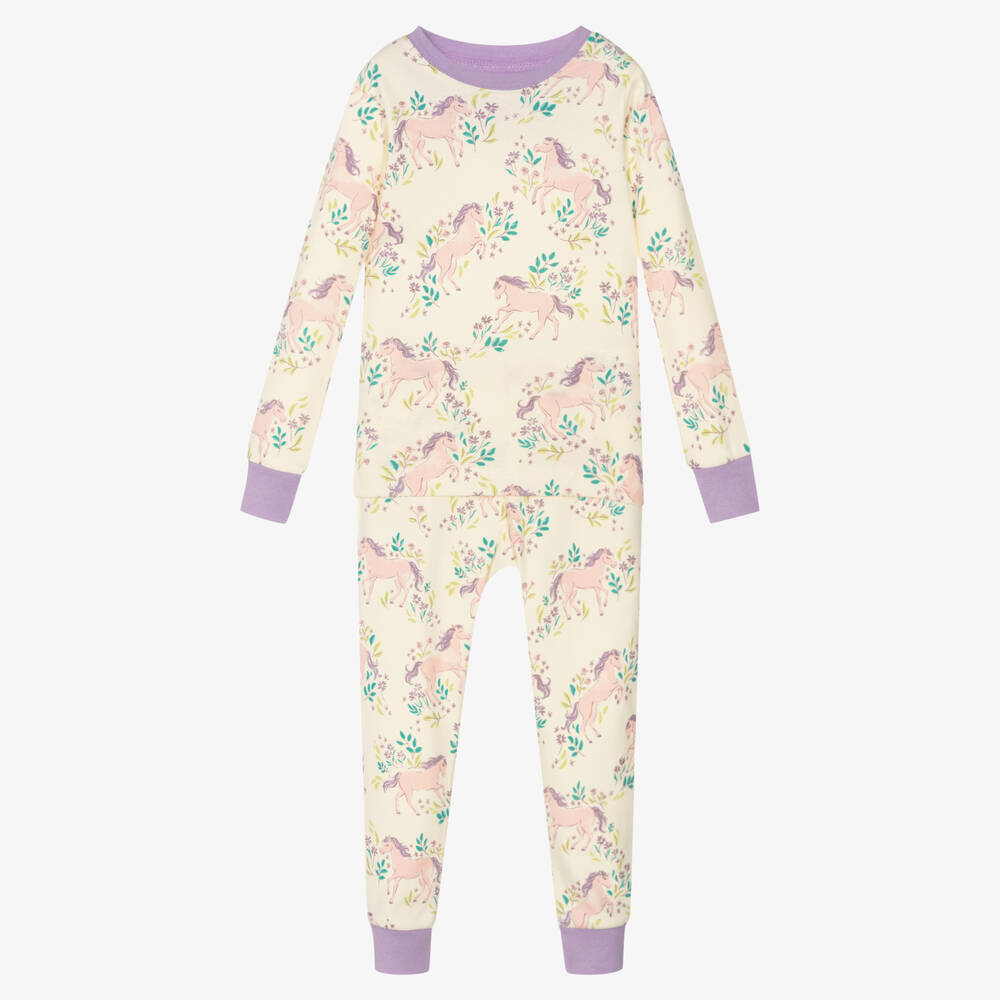 Hatley - Girls Ivory Pony Cotton Pyjamas | Childrensalon