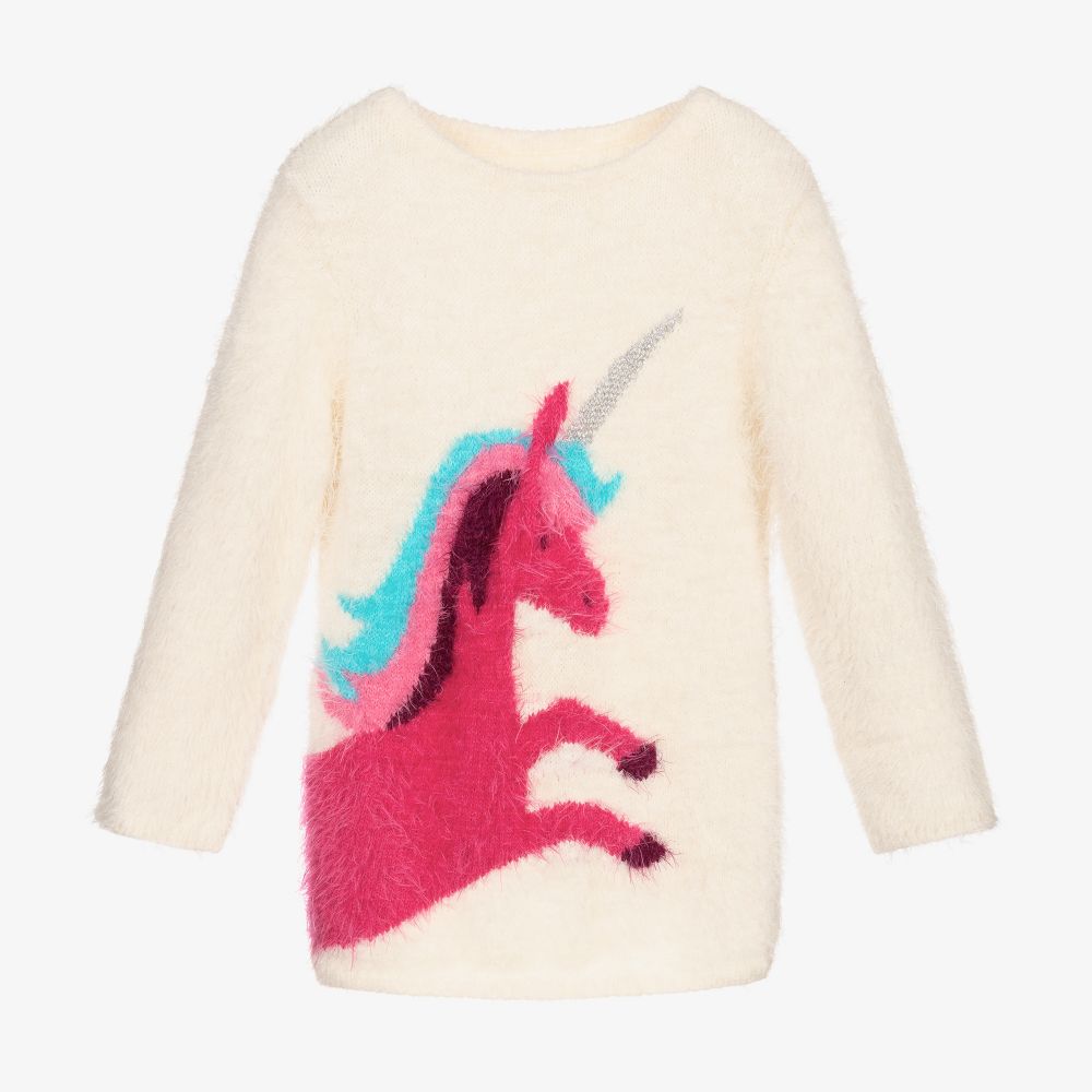 Hatley - Elfenbeinfarbener Einhorn-Pullover (M) | Childrensalon