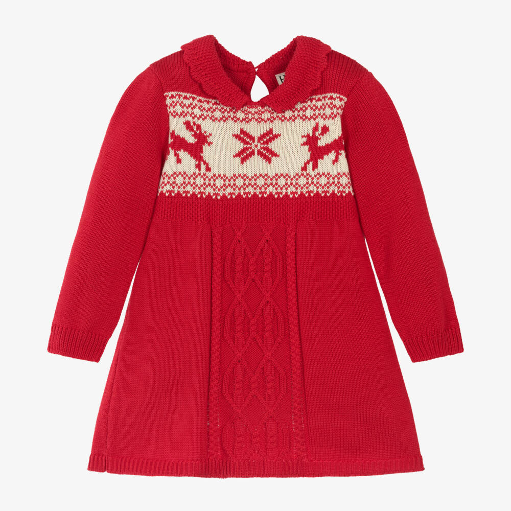 Hatley-Girls Knitted Red Fair Isle Dress | Childrensalon Outlet
