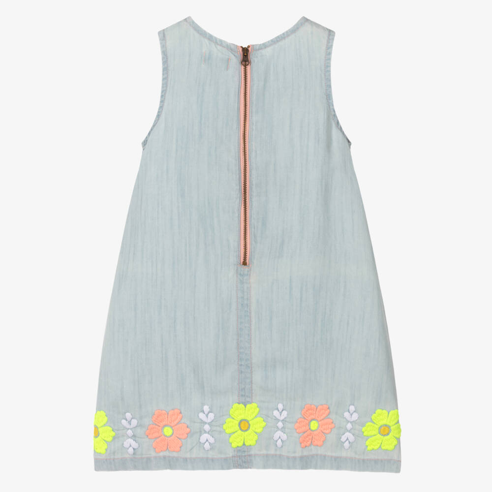 Hatley-Girls Light Blue Chambray Dress with Embroidered Flowers | Childrensalon Outlet