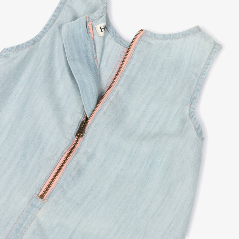 Hatley-Girls Light Blue Chambray Dress with Embroidered Flowers | Childrensalon Outlet