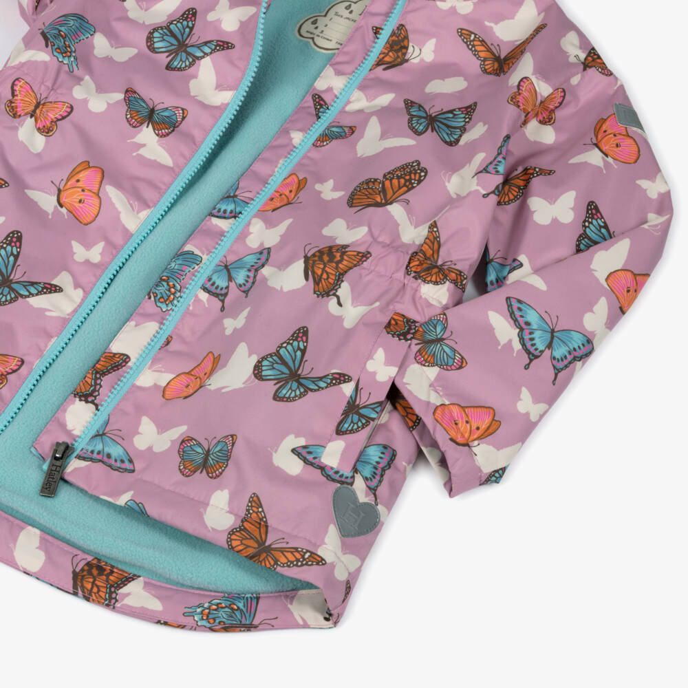Hatley-معطف مطري وردي مزين بالفراشات للبنات | Childrensalon Outlet